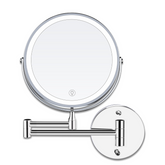 1X/10X Wall Mounted Makeup Mirror, 8" Double Sided Vanity Mirror for Bathroom, 360 Rotating Extendable, 3 Light Mode Smart Touch, USB Rechargeable