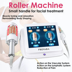 Inner Ball Roller Massage Machine 2 Handles, Compression Micro-Vibration Therapy with Red & Blue LED Light for Body Sculpting, Lymphatic Drainage, Cellulite Reduction, Muscle Relaxation & Skin Tightening