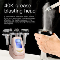 4in1 40K Radio-frequency Vacuum Ultrasonic Cavitation Machine (pink), Body Slimming Sculpting Device for Face, Arm, Waist, Belly, Leg