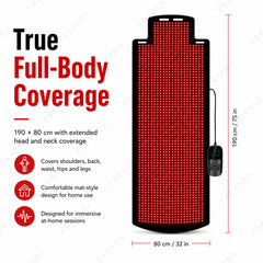 Full Body Red Light Therapy Mat, 1300 LEDs, 660nm Red & 850nm Near-Infrared, 190 × 80cm | FREYARA