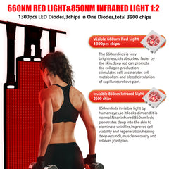 190*80cm Large Red Light Therapy Mat,1300 LEDs 660nm+850nm Infrared Light Therapy for Body Back Waist Shoulder Knee Joint Pain Relief,improved Sleep