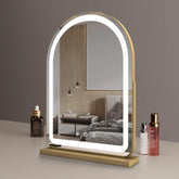 Large Arched Vanity Mirror with LED Strip, 360 Rotation, 3 Light Mode Touch, Dimmable Brightness, Plug in to use