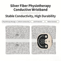Silver Fiber EMS Micro Electric Wrist Support Home Physiotherapy Device,20% Silver Tech, 10 Massage Modes for Pain Relief & Recovery