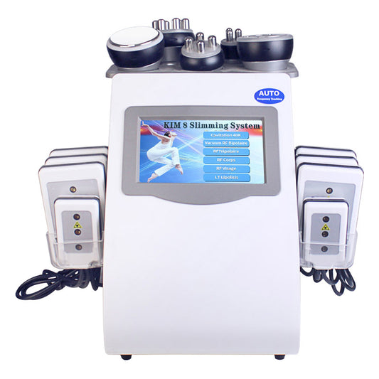 6in1 Cavitation RF Body Slimming Machine, 40K Body Massager for Salon Spa or Home Use, Multifunctional Heads and Pads, UK Plug