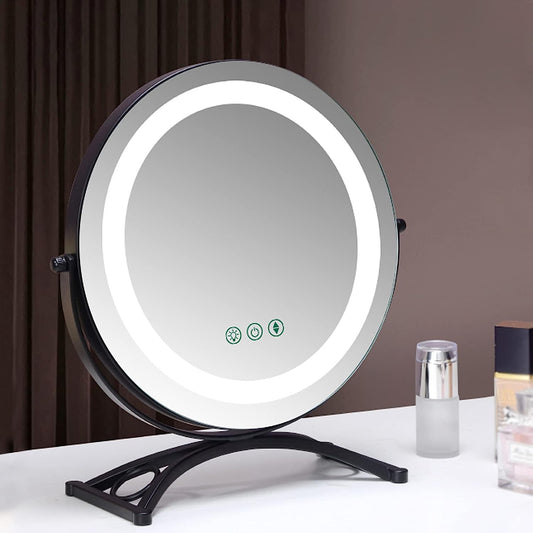 Round Vanity Mirror 50cm/20" Large for Dressing Table, 3 Light Mode, Adjustable Brightness, 360° Rotation, Plug Charge