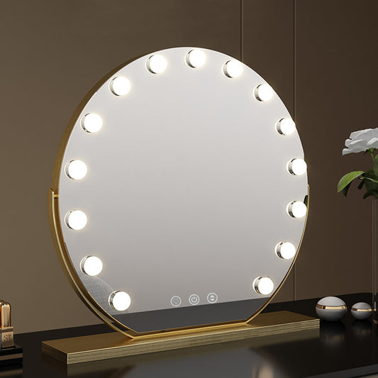 15 Bulbs Round Makeup Vanity Mirror 24"/60cm Large for Dressing Table, 3 Light Mode, 360° Rotating, Adjustable Brightness, UK Plug
