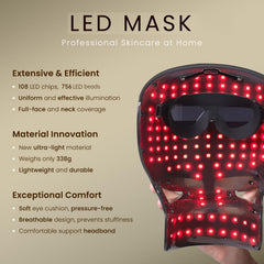 Professional 8-Color 756LED Light Therapy Mask for Face and Neck Anti-Acne, Whitening & Anti-Aging at Home