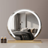Round Makeup Vanity Mirror for Dressing Table, LED Strip, 3 Light Mode, 360° Rotating, Adjustable Brightness, UK Plug