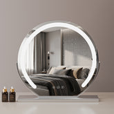Round Makeup Vanity Mirror for Dressing Table, 60CM, LED Strip, 3 Light Mode, 360° Rotating, Adjustable Brightness, UK Plug