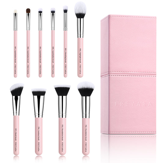 Professional Makeup Brushes 10pcs Set with Brushes Holder, Pink