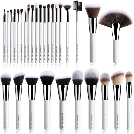 FREYARA Professional Makeup Brushes Set 30pcs Complete Collection Matte White