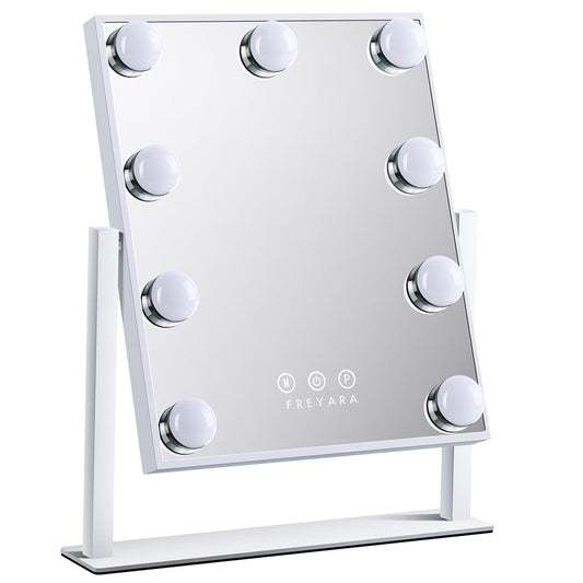 Hollywood Vanity Mirror with 9 LED Light Bulbs, 3 Light Mode, Touch Control, 360° Rotation, USB Rechargeable