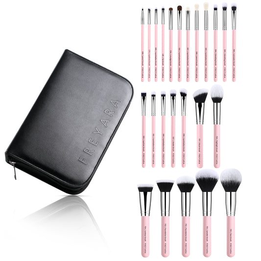 Professional Makeup Brushes Set 25pcs Glitter Pink with Brushes Organizer Bag