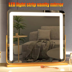 Large Makeup Vanity Mirror 50*42cm with LED Strip, 3 Color Mode, Smart Touch, Adjustable Brightness, Plug Charge
