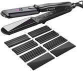 Hair Crimper and Straightener Iron, 160°C-220°C 30s Fast Heating, 4 Interchangeable Ceramic Plates, UK Plug