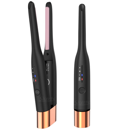 Cordless Hair Straightener Mini Portable, 0.3“ Gold Titanium Flat Iron for Short Thin Hair, 160°C-200°C 3 Levels, USB Rechargeable