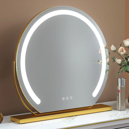 Round Makeup Vanity Mirror 24"/60cm Large for Dressing Table, LED Strip, 3 Light Mode, 360° Rotating, Adjustable Brightness, UK Plug