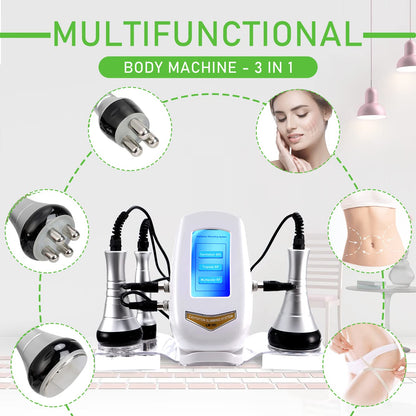 3in1 RF Cavitation Machine, Body Sculpting Slimming Device, 3 Massage Heads for Belly Fat, Waist, Arm, Leg, Butt