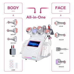 9in1  80K Radio-frequency Ultrasonic Cavitation Machine with EMS Laser Pads for Body Slimming, Vacuum Massager Device for SPA Salon.
