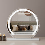 Round Makeup Vanity Mirror 24"/60cm Large for Dressing Table, LED Strip, 3 Light Mode, 360° Rotating, Adjustable Brightness, UK Plug