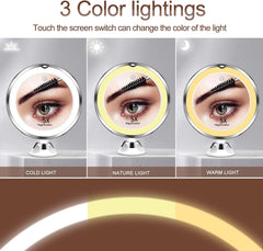 6.7" Makeup Mirror 5X with Lights, 360° Rotation, Battery Powered
