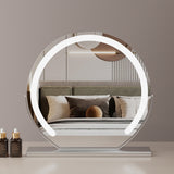 Round Makeup Vanity Mirror 24"/60cm Large for Dressing Table, LED Strip, 3 Light Mode, 360° Rotating, Adjustable Brightness, UK Plug