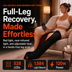 Medical-Grade 528 LED Full-Leg and Foot Red Light and Infrared Light Therapy Boots.