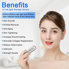 5LED Red & Blue Light Therapy Device with Infrared Pulse--for Joints & Muscles Pain Relief, Compact & Effective Design--Use 5 wavelengths, Stainless Steel Material