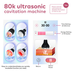 4in1 80K Radio-frequency Vacuum Ultrasonic Cavitation Machine, Body Slimming Sculpting Device for Face, Arm, Waist, Belly, Leg