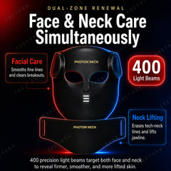 FREYARA LED-FacialGlow 4D,Professional 8-Color LED Light Therapy Silicone Mask for Face and Neck Anti-aging and Brightening, 400 Beams of Light