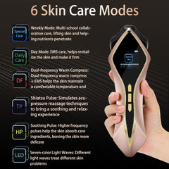 FREYARA MF-FacialGlow HC029, Multifunctional 6in1 Beauty Instrument,Microcurrent, Heat & 7-LEDs for Lifting & Rejuvenation
