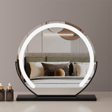 Round Makeup Vanity Mirror 24"/60cm Large for Dressing Table, LED Strip, 3 Light Mode, 360° Rotating, Adjustable Brightness, UK Plug