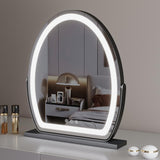 Oval Vanity Mirror with LED Strip, 3 Sizes, Smart Touch 360 Rotation, 3 Colors Mode, Adjustable Brightness, UK Plug