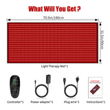 180*80cm Large Red Light Therapy Mat,1280 LEDs 660nm+850nm Infrared Light Therapy for Body Back Waist Shoulder Knee Joint Pain Relief,improved Sleep