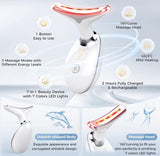 EMS Neck Massager Electric Heated, for Vibration Wrinkles Lifting Tightening, 3 Color Mode, USB Rechargeable