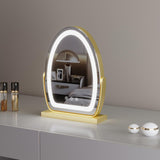 Oval Vanity Mirror with LED Strip, 3 Sizes, Smart Touch 360 Rotation, 3 Colors Mode, Adjustable Brightness, UK Plug