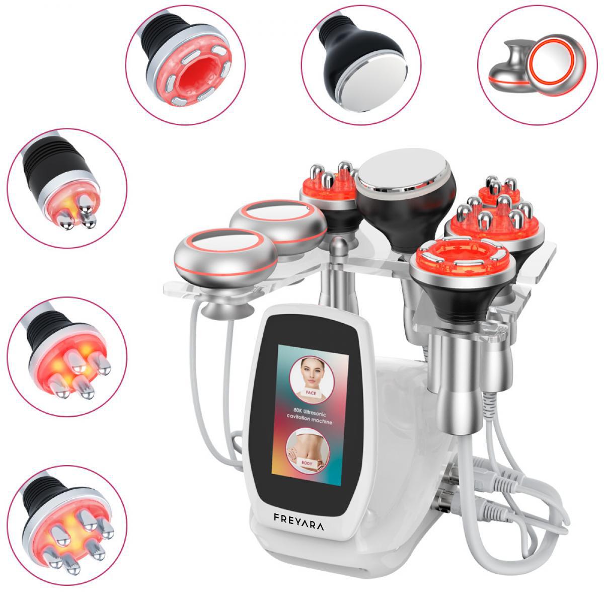 80k RF Ultrasonic Vacuum Cavitation System 6in1, for Fat Burning Body Slimming Sculpting, with EMS Pads