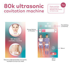 80k RF Ultrasonic Vacuum Cavitation System 6in1, for Fat Burning Body Slimming Sculpting, with EMS Pads