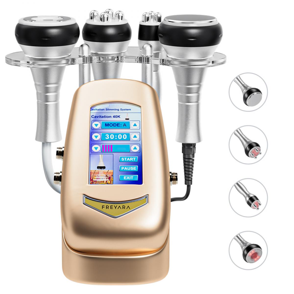 FREYARA 4in1 40K Radio-frequency Vacuum Ultrasonic Cavitation Machine (rose gold), Body Slimming Sculpting Device for Face, Arm, Waist, Belly, Leg