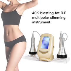 3in1 40K RF Ultrasonic Cavitation Machine (rose gold), Body Sculpting Slimming Device, 3 Massage Heads for Belly Fat, Waist, Arm, Leg, Butt