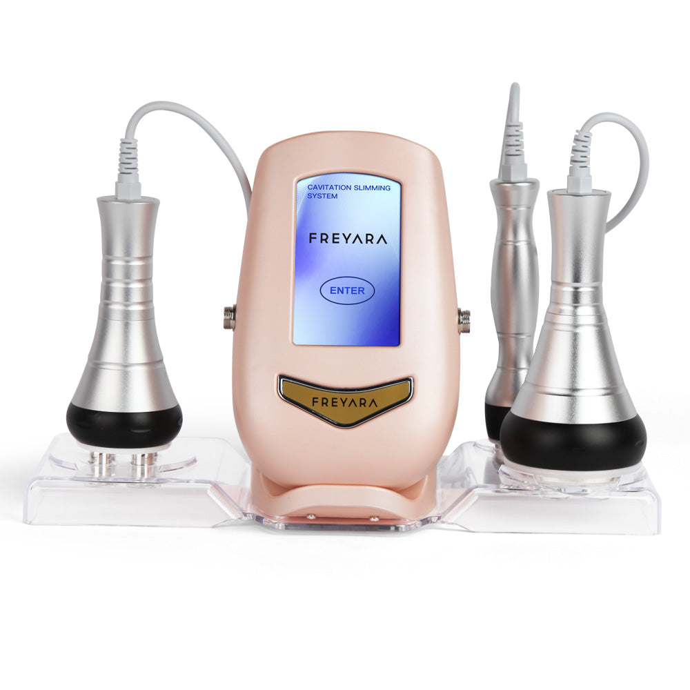 3in1 40K RF Ultrasonic Cavitation Machine (pink), Body Sculpting Slimming Device, 3 Massage Heads for Belly Fat, Waist, Arm, Leg, Butt