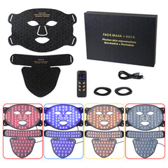 Comprehensive Anti-Aging Treatment:4-Color LED Light Therapy Silicone Mask for Face and Neck Firming and Brightening, 480 LED Beads