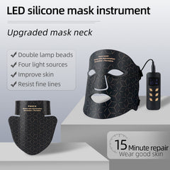Comprehensive Anti-Aging Treatment:4-Color LED Light Therapy Silicone Mask for Face and Neck Firming and Brightening, 480 LED Beads
