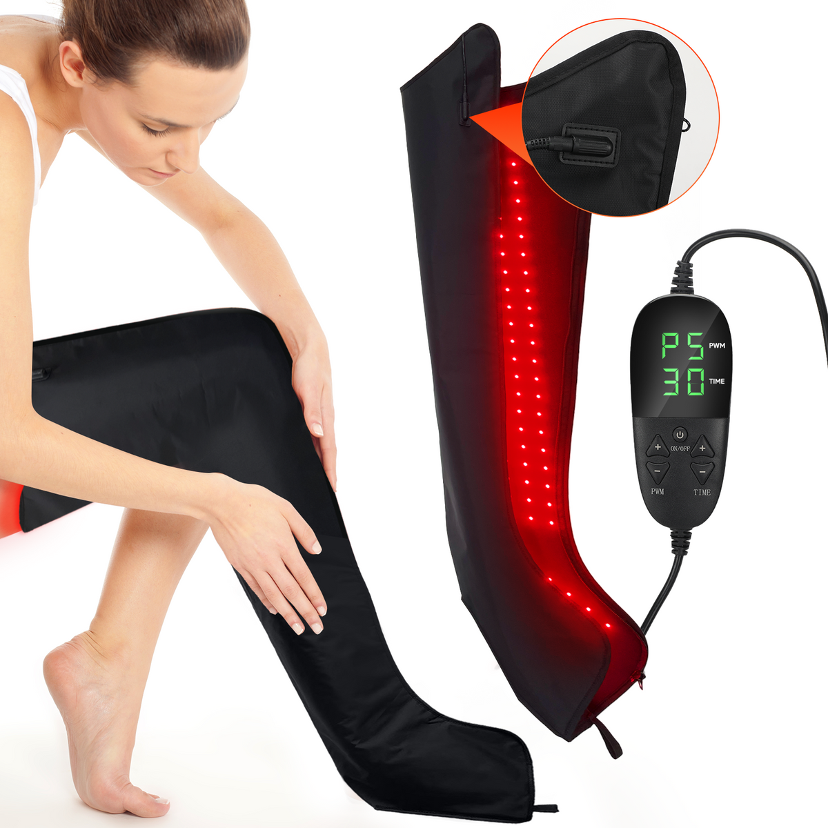 Medical-Grade 528 LED Full-Leg and Foot Red Light and Infrared Light Therapy Boots ..