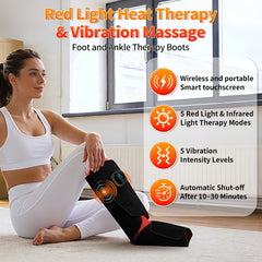 90 LEDs Wireless Red Light and Infrared Light Therapy Calf & Foot Boot with Vibration for Soothe Sore Leg, Faster Recovery