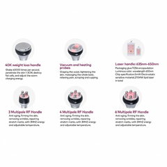 6in1 40K RF Vacuum Ultrasonic Cavitation Machine, Body Massager for Salon Spa or Home Use, Multifunctional Heads and Pads, UK Plug