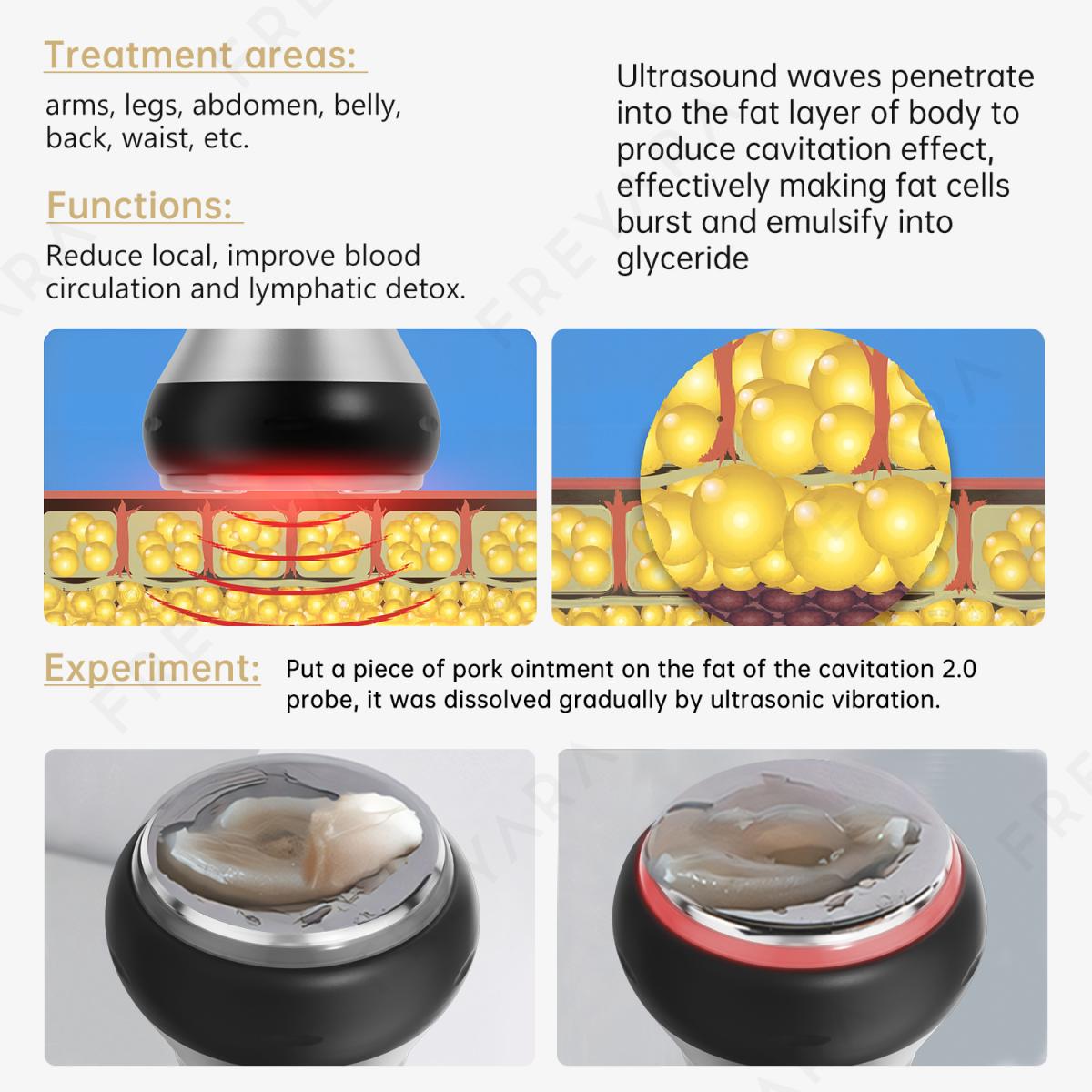 3in1 40K RF Ultrasonic Cavitation Machine, Body Sculpting Slimming Device, 3 Massage Heads for Belly Fat, Waist, Arm, Leg, Butt