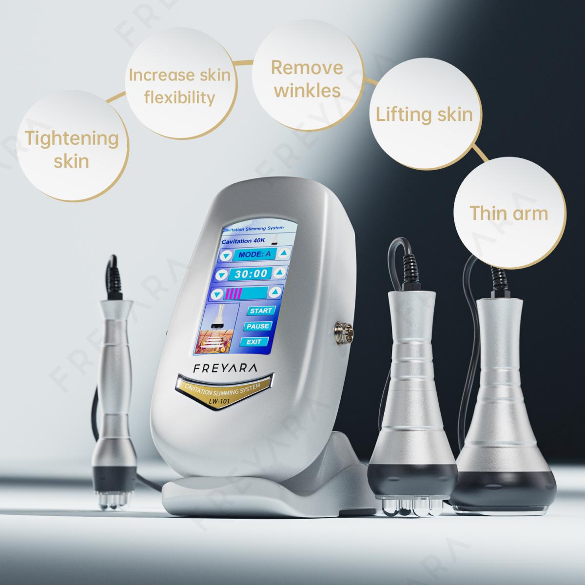3in1 40K RF Ultrasonic Cavitation Machine, Body Sculpting Slimming Device, 3 Massage Heads for Belly Fat, Waist, Arm, Leg, Butt