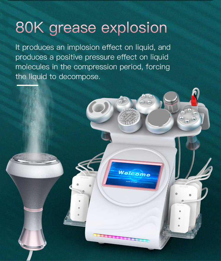 9in1 80K Radio-frequency Ultrasonic Cavitation Machine, with EMS