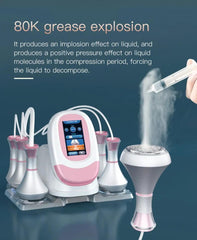80k RF Ultrasonic Vacuum Cavitation System 6in1, for Fat Burning Body Slimming Sculpting, with EMS Pads